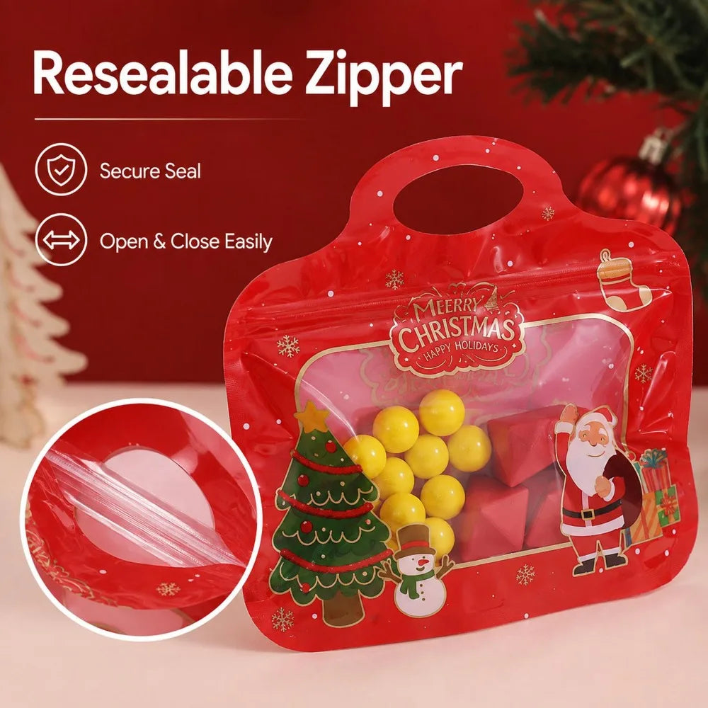 30/2PCS Cartoon Christmas Self Sealing Bag Cute Santa Claus Snowman Pattern Handbags Candy Cookie Packaging Pouch Party Supplies Quake