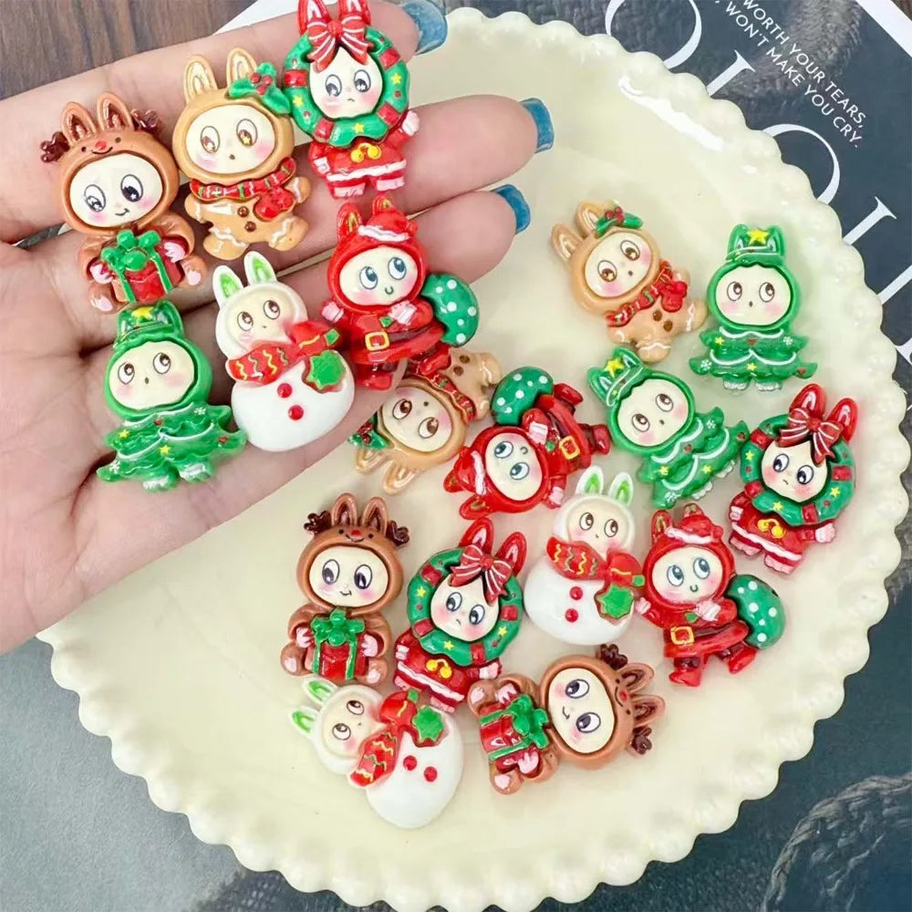 Christmas Resin Doll Cartoon Resin Charms DIY Necklace Bracelet Earrings Keychain Pendant Accessories Festive Gift Decoration Quake
