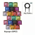 20pcs Xda2 High Transparency Keycaps,PC Material,Multi-Color Mechanical Keyboard Mx Cross Keycaps with 1pc Key Puller Quake Pink