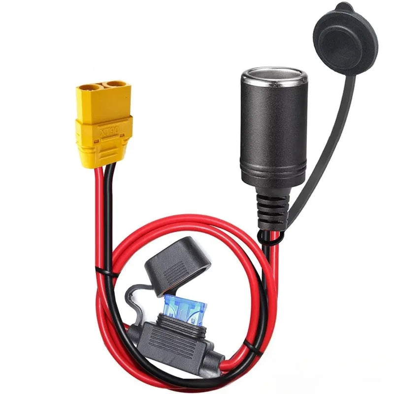 30A High Power XT90 Male/Female to Pure Copper Cigarette Lighter Female Connector Car Charger Plug 24V/360W Adapter Quake