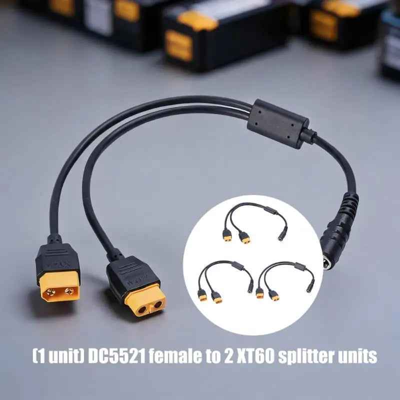 DC5521 to Double 60 Power Splitter Cable, 60 Y Split Power Cord for Battery Connection, Chargers and Adapter Wiring Use K1KF Quake