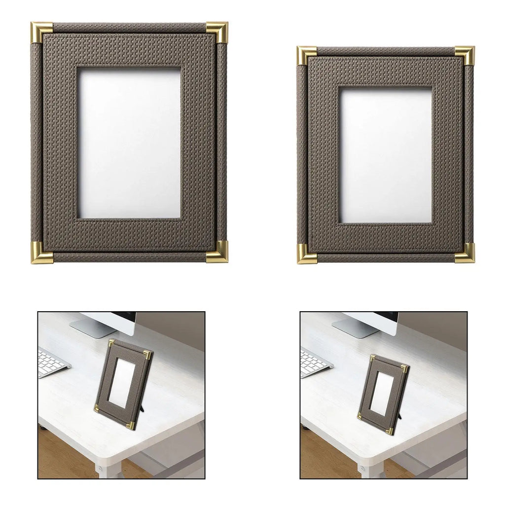 PU Leather Picture Frame Picture Frame Home Decor Modern Woven Leather Picture Quake