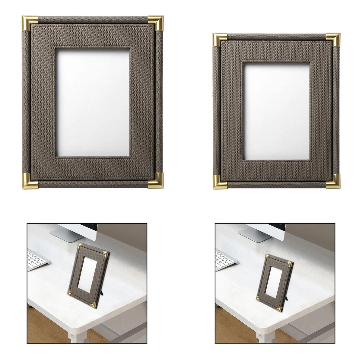 PU Leather Picture Frame Picture Frame Home Decor Modern Woven Leather Picture Quake