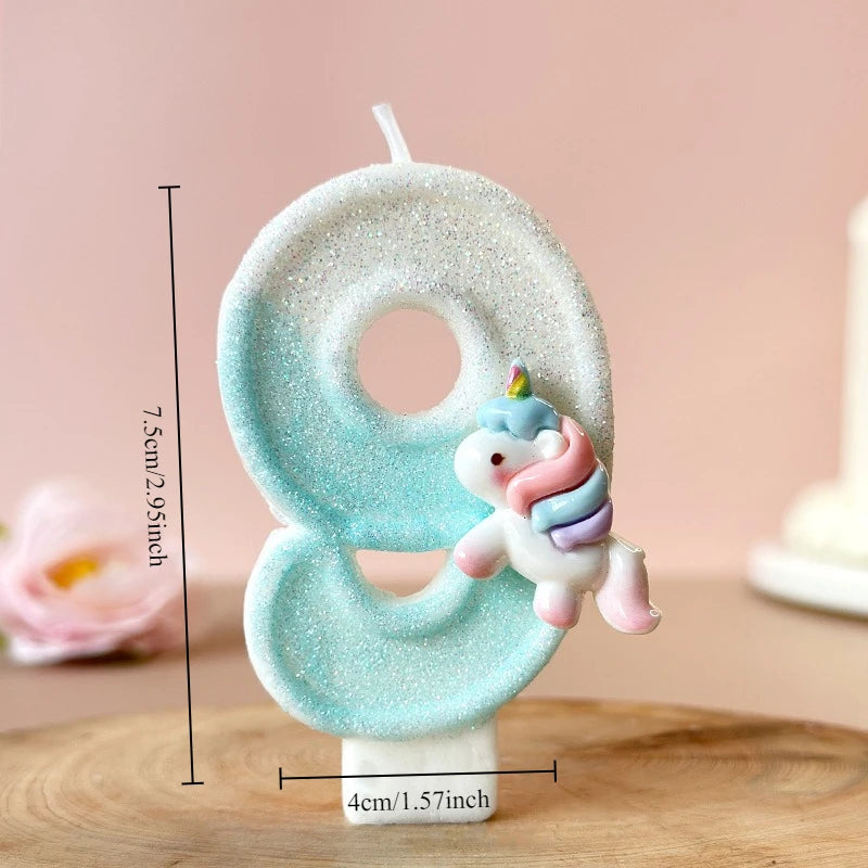 Cartoon Unicorn Digital Candle Birthday Candle Party Festival Cake Decoration Atmosphere Props Quake J