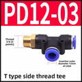 3pcs PDType Pneumatic Connector 4-m5 4-m6 4mm 6mm 8mm 10mm 12mm Fitting Male Thread 1/8 1/4 3/8 1/2 Air Fitting Quake PD12-03 3pcs BLUE