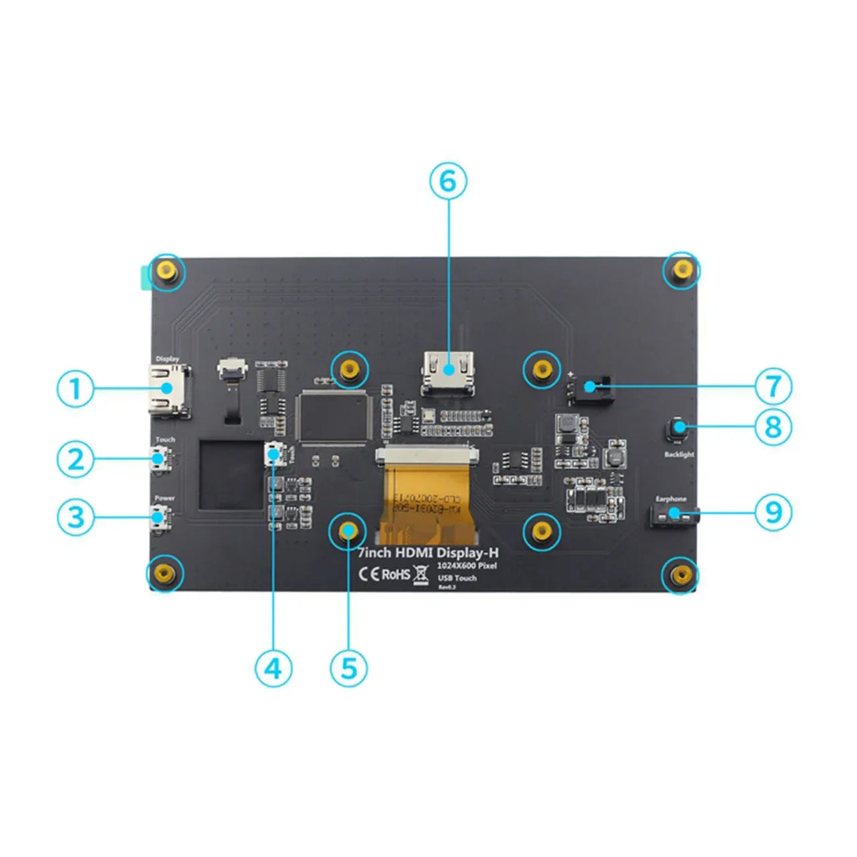 LCD IPS Touch Screen 7 Inch Full View for Raspberry Pi HD HDMI Display Capacitive Monitor 5-Point Touch Control Quake