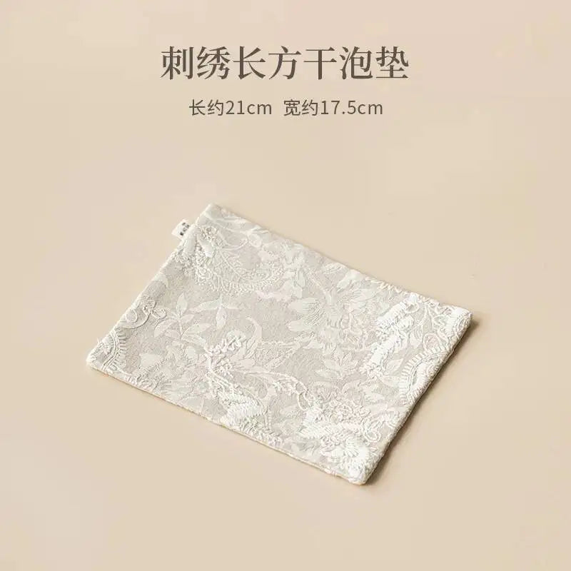 Plum Blossom Embroidery Brocade Tea Mat Household Tea Towel Tea Flag Mat Teapot Holder Heat Insulation Dry Bubble Mat Tea Mat Quake Dry Bubble Mat