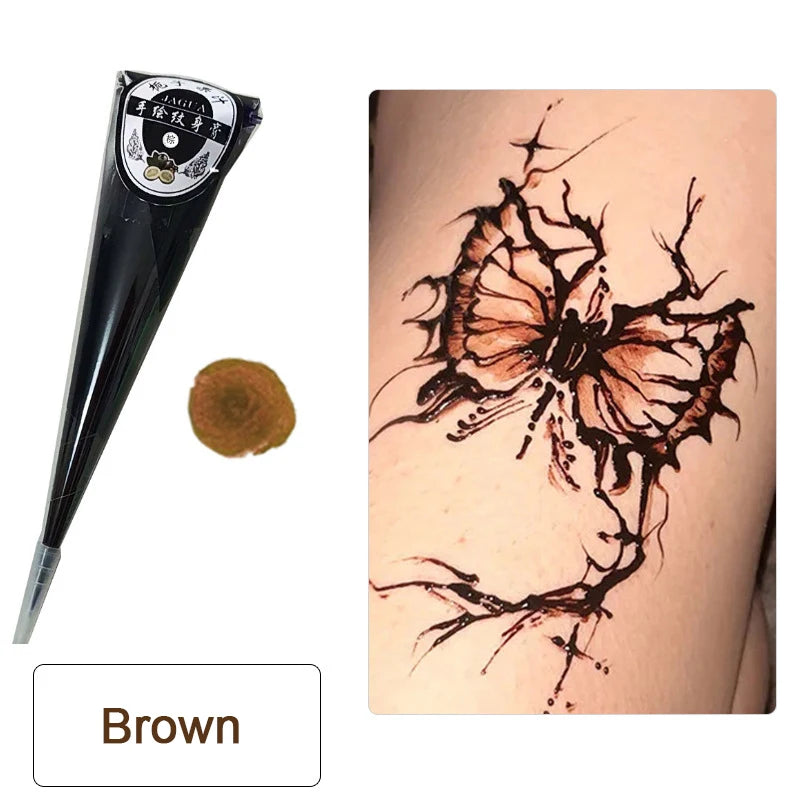 Temporary Cream Semi-Hand-Painted Cream Tattoo Cream Smear Tattoo Color Material India Painting Color DIY Tattoo Cone Body Art Quake brown