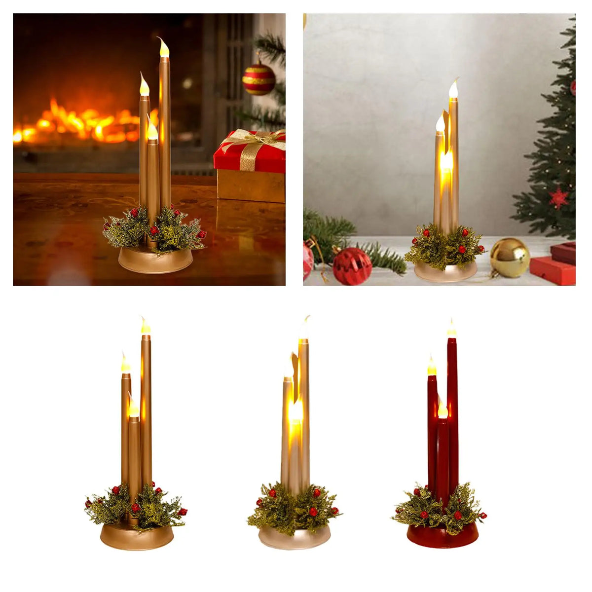 Flameless Christmas Candles, LED Candles, Photo Props, 12 Inch Tall Fake Quake