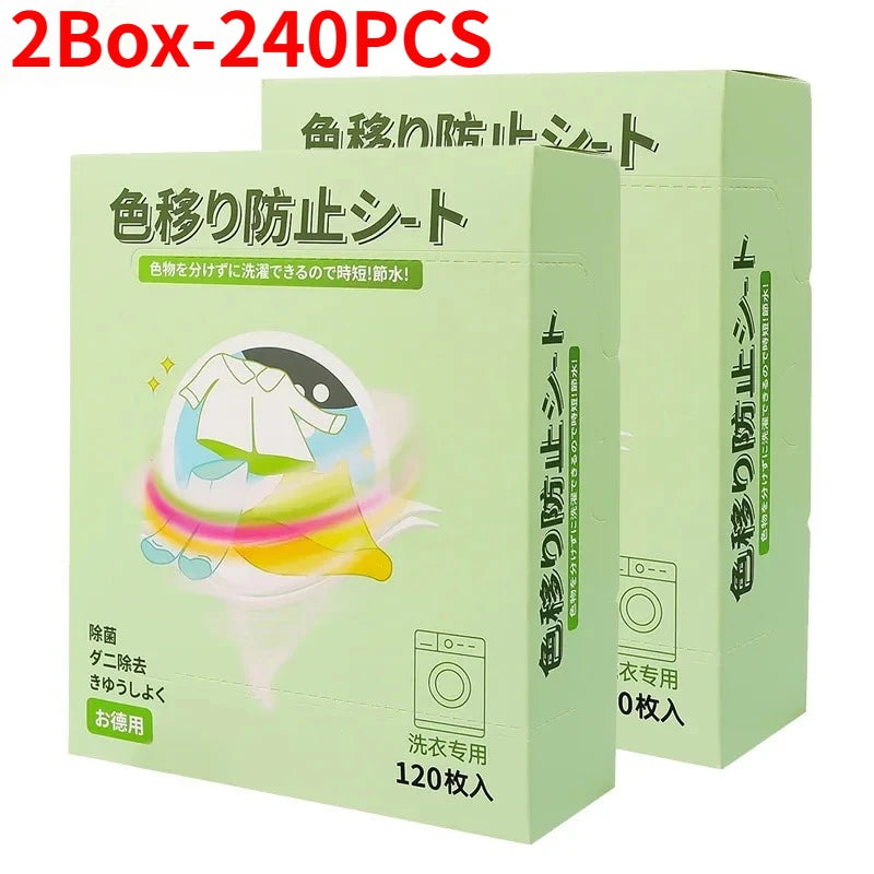 Anti-Dyeing Laundry Tablets Color Absorption Sheet Washing Machine Cleaning Clothing Supplies Anti-Cross Color Laundry Sheets Quake 2Box-240PCS