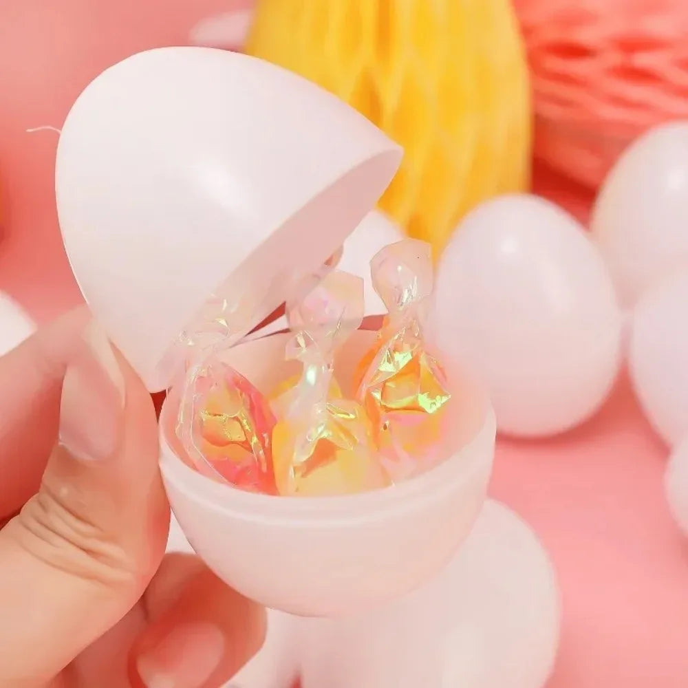 36/12PCS White Easter Filling Eggs DIY Easter Decoration Egg Plastic Empty Simulation Eggshell Game Toys Festival Party Decor Quake