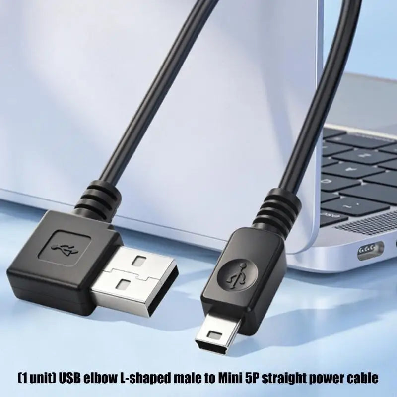 Older Mini USB Device Power Cable with USB-A End, 26 Black PVC Cable for Space Saving Desk Side and Close K1KF Quake