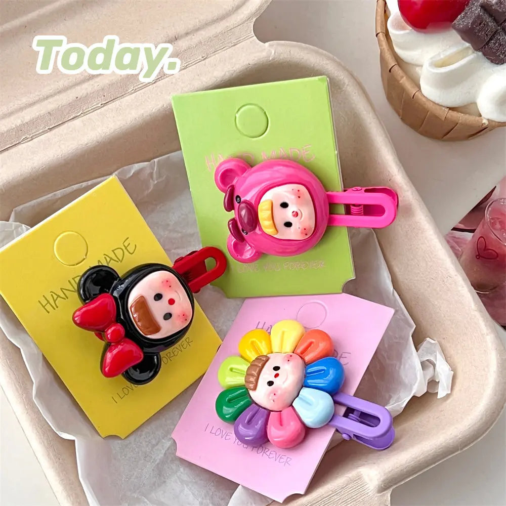 Cute Dopamine Girls Hair Clip Sweet Versatile Children Forehead Bangs Side Clip Kawaii Korean Fashion Hair Styling Accessories Quake