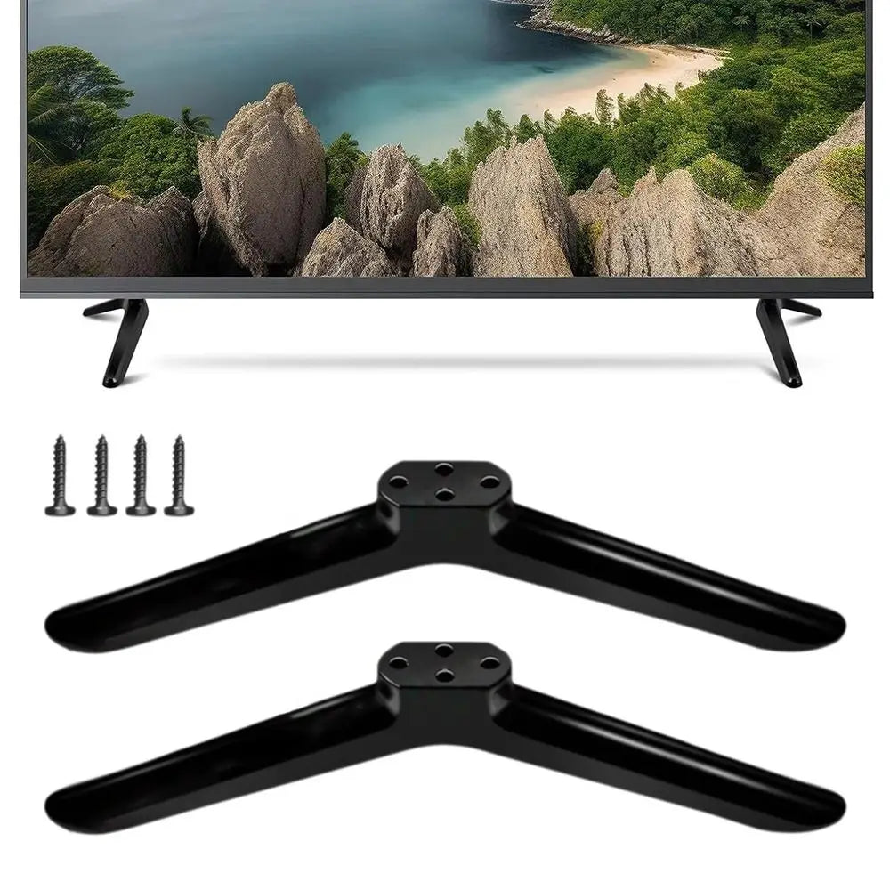 New Universal TV Base Stand Legs With Screws Black Television Tabletop Foot Pedestal Feet Bracket Living Room Quake