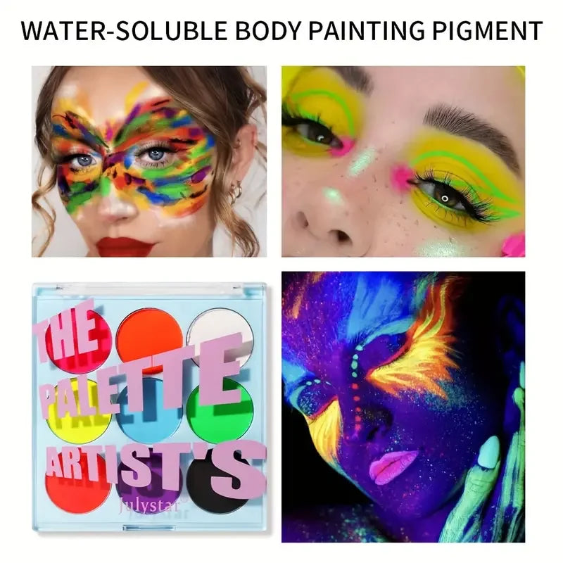 Face Body PaintingWater Soluble Colour UV Eyeliner PaletteLuminous EyelinerQuick DryingNon-Smudge Body Painting Art Cream Makeup Quake