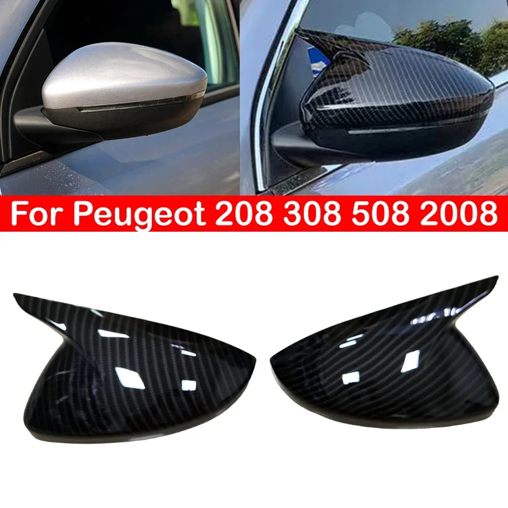 For Peugeot 208 2020-2023 Peugeot 308 2014-2020 508 2008 Rearview Side Mirror Cover Wing Cap Sticker Exterior Case Trim Carbon Quake