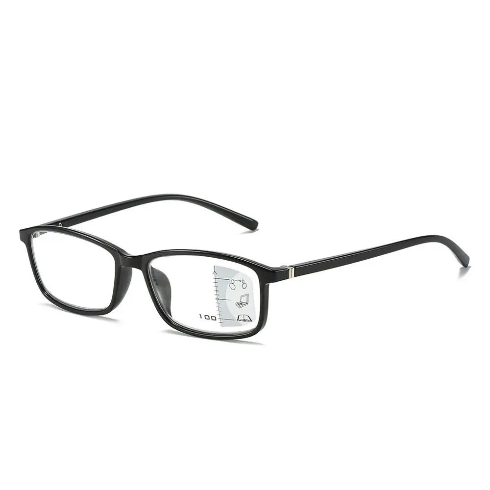 Anti-Blue Light Progressive Multifocal Reading Glasses Men Women Eye Protection Readers Eyewear Optical Presbyopia Eyeglasses Quake black +400