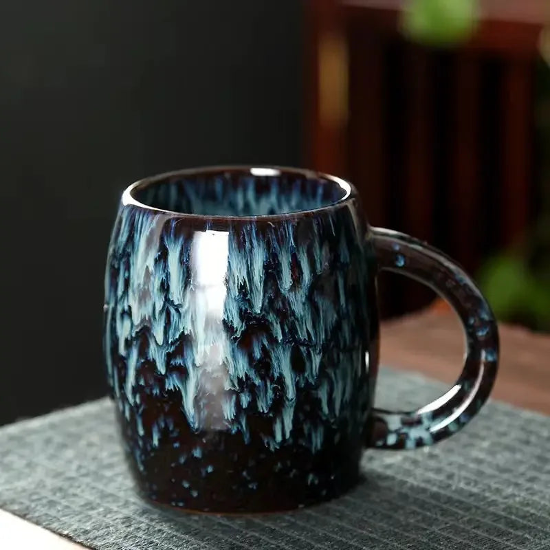 Creative and Personalized Mug Large Capacity Simple Ceramic Men's and Women's Couple Japanese Style Coffee Cup Quake