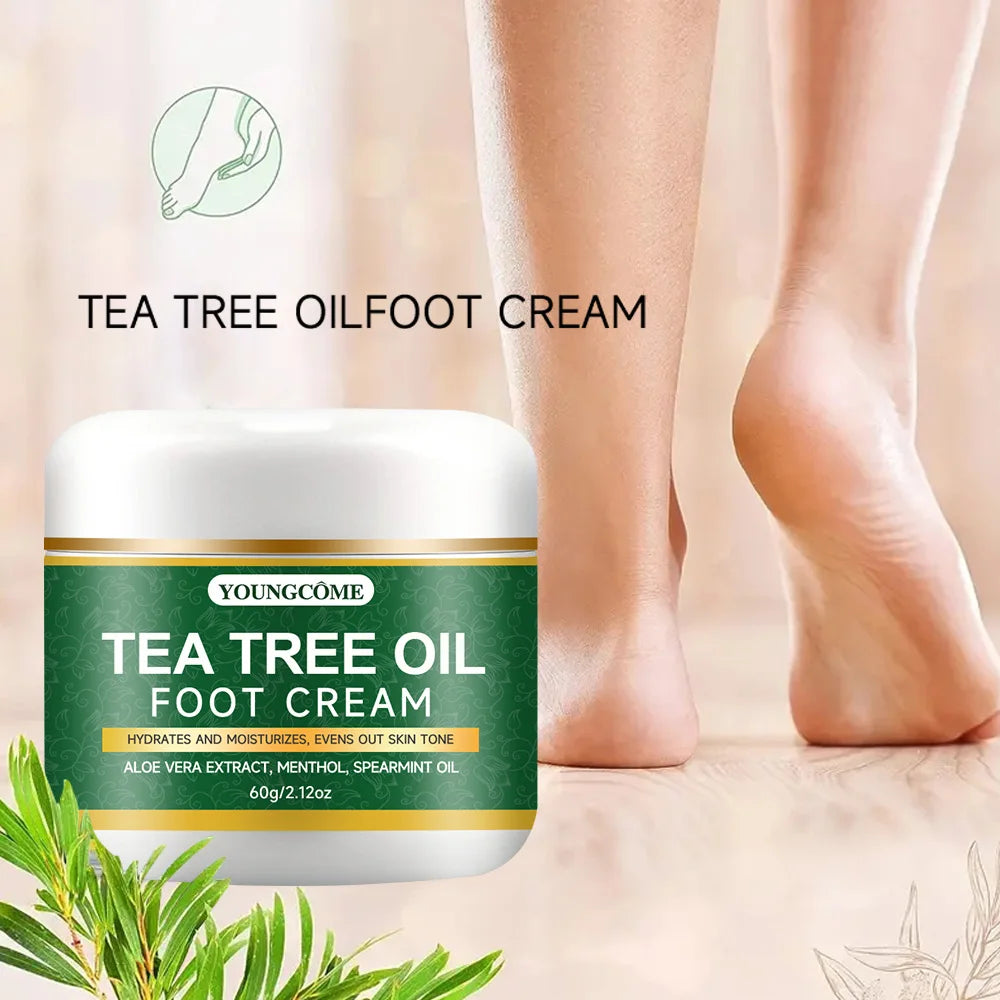 Foot moisturizer with aloe vera and tea tree oil to deeply nourish the skin, for dry and rough skin, daily hand and foot care Quake