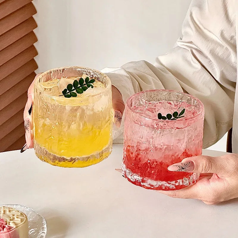 1pc Premium Ins Wind Ice Crack Glass Cup Home Juice Beverage Bar Whiskey Cup Quake