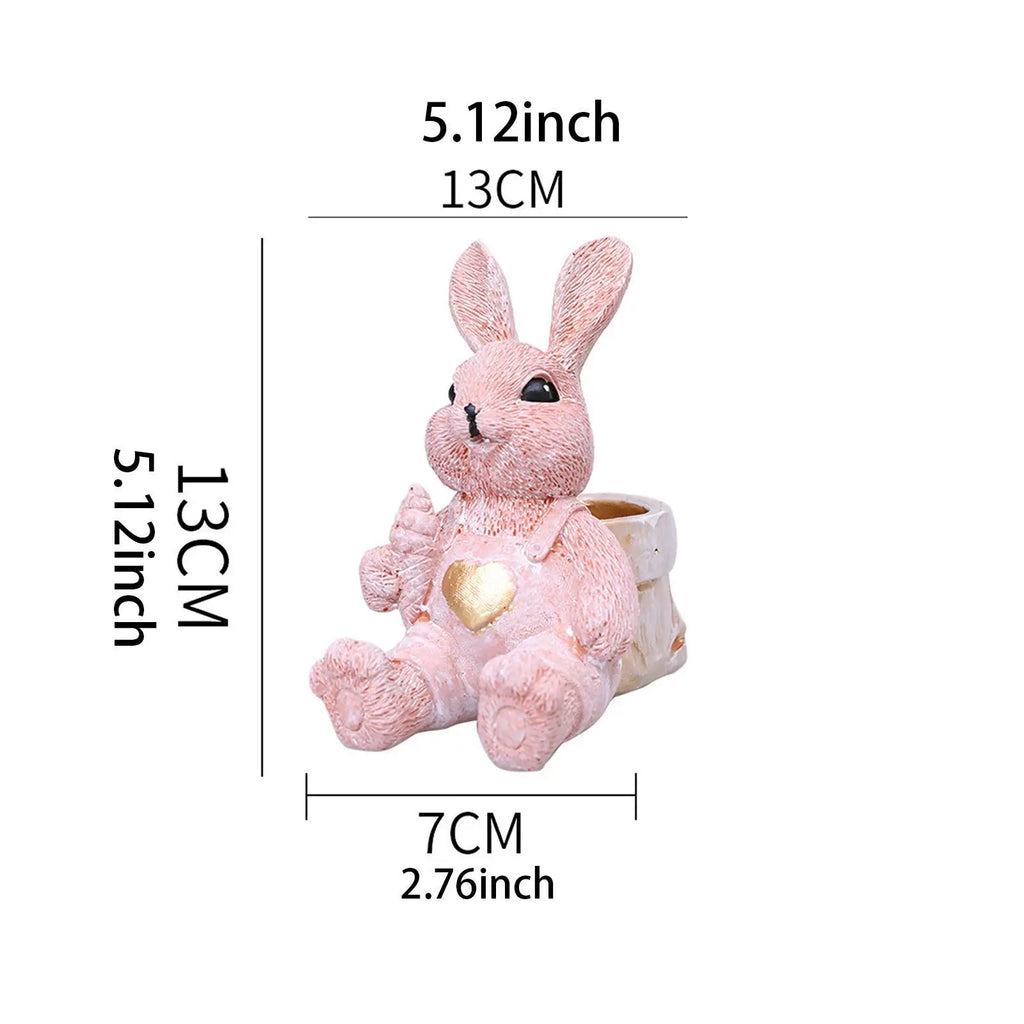 Easter Bunny Figurine Decorative Cute Easter Decoration Tabletop Ornament Animal Sculpture for Desk Home Bedroom Entrance Office Quake
