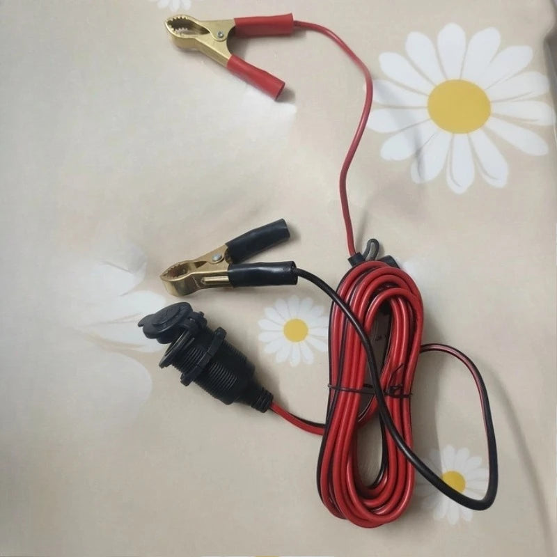 12AWG Alligator Clip Battery Terminal Adapter Convert to Cigarette Lighter Female Socket Car Auto Power Supply Extension Cable Quake