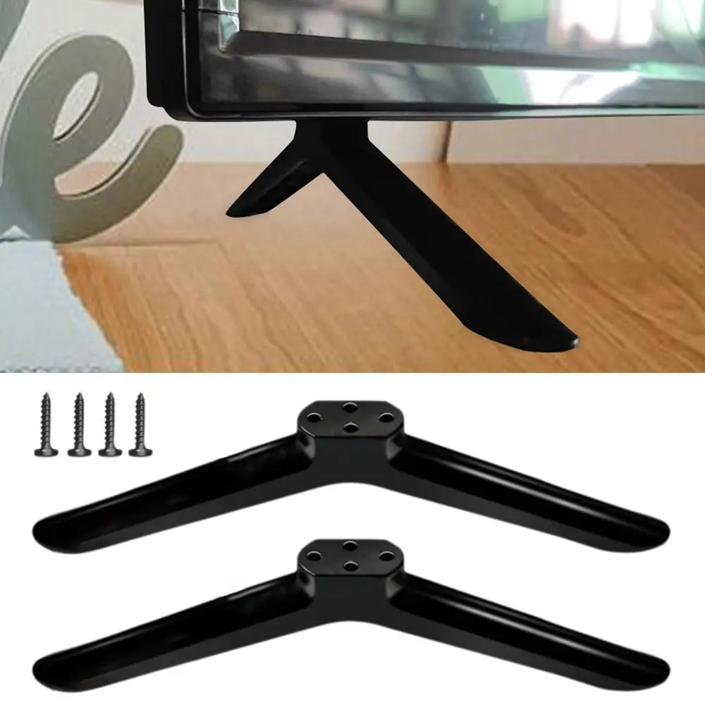 New Universal TV Base Stand Legs With Screws Black Television Tabletop Foot Pedestal Feet Bracket Living Room Quake