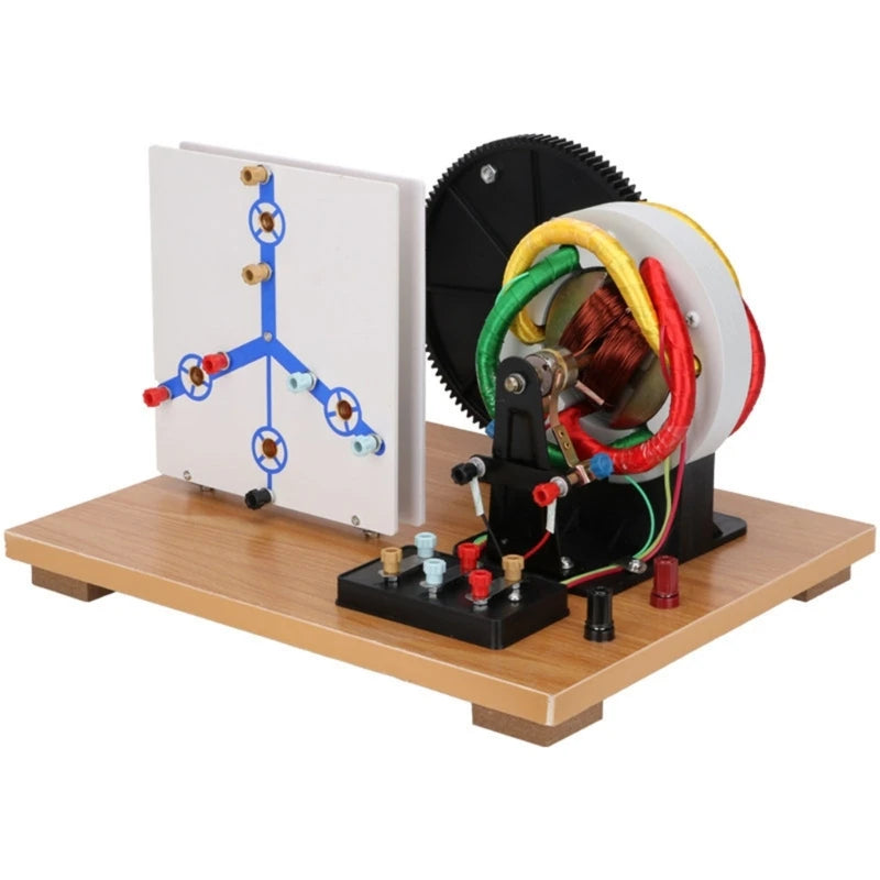 Manual Turn Physics Generator Demonstrator for Lab Teaching, Three Phase AC D C and Direct Current Model with Circuit Panel K1KF Quake CN