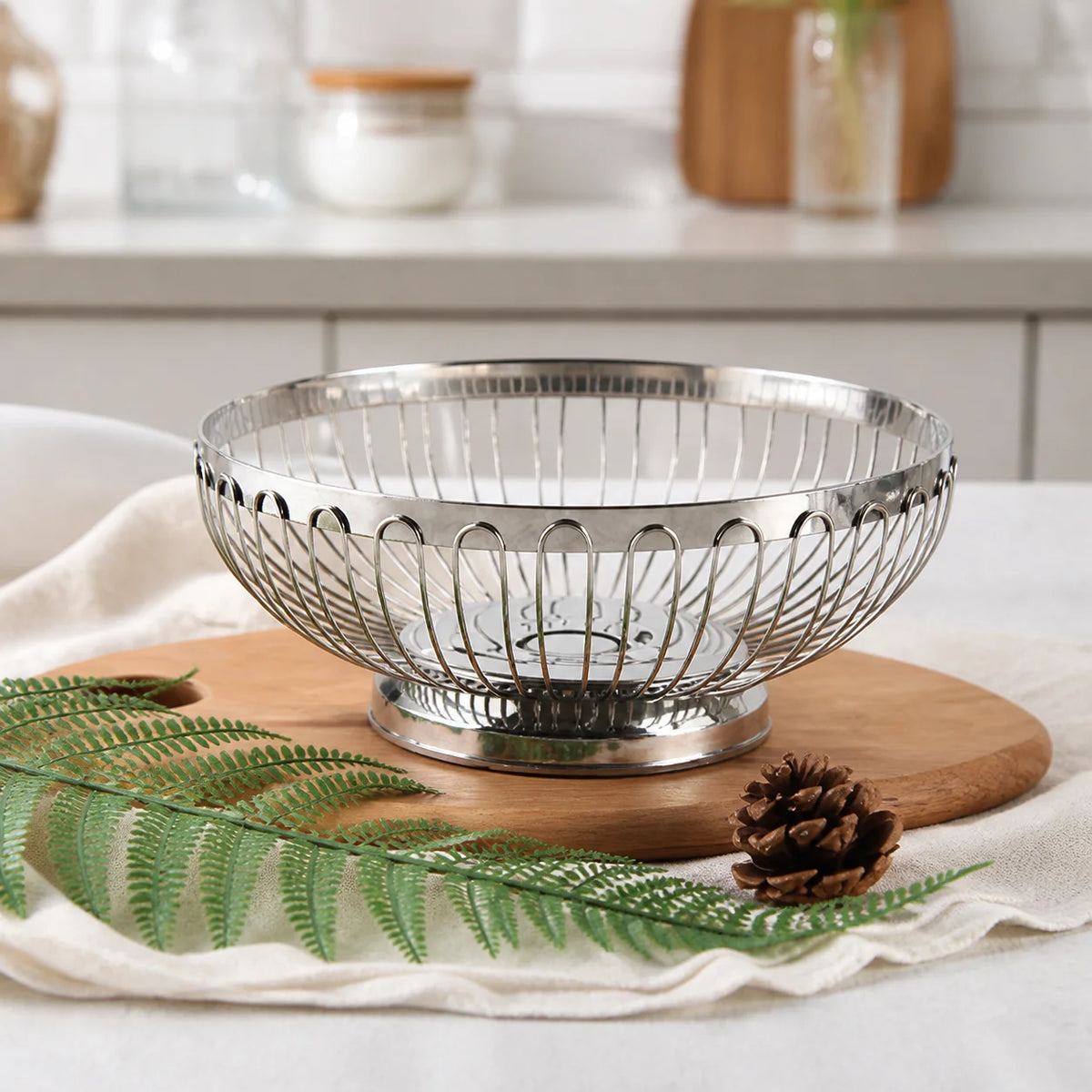 Stainless Steel Fruit Basket, Round Draining Colander for Kitchen Counter Quake