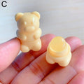 1/4PCS Portable Cartoon Mini Silicone Lip Brush Cute Bear Angled Lip Balm Applicator with Cover Lip Gloss Concealer Brush Makeup Quake C