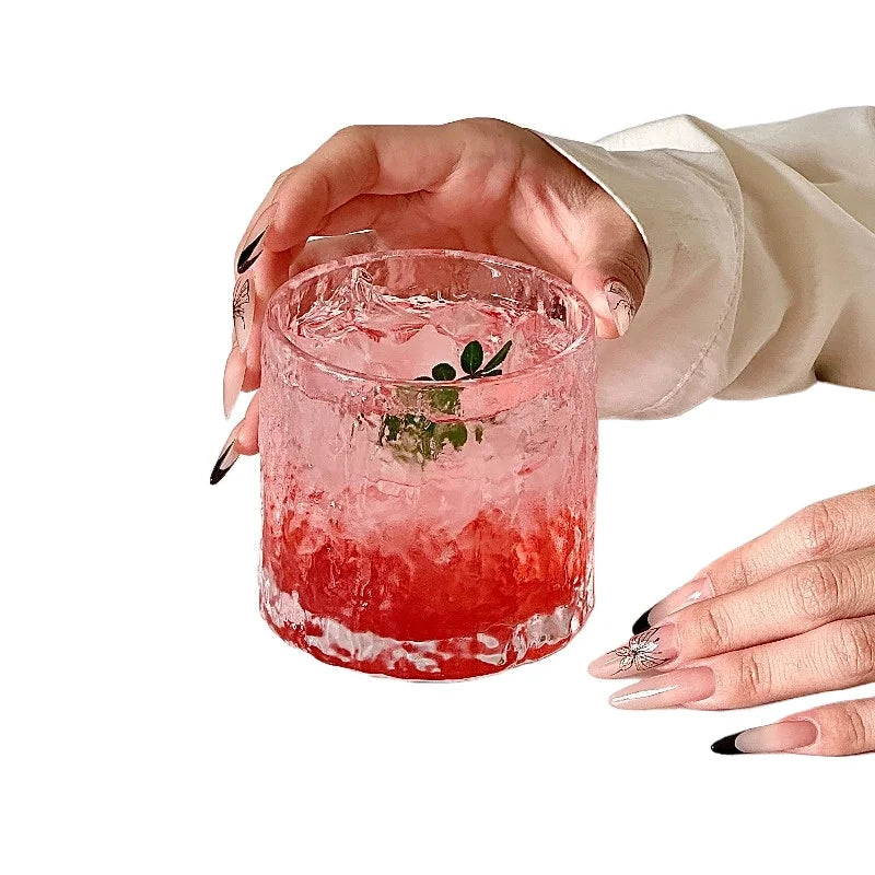 1pc Premium Ins Wind Ice Crack Glass Cup Home Juice Beverage Bar Whiskey Cup Quake