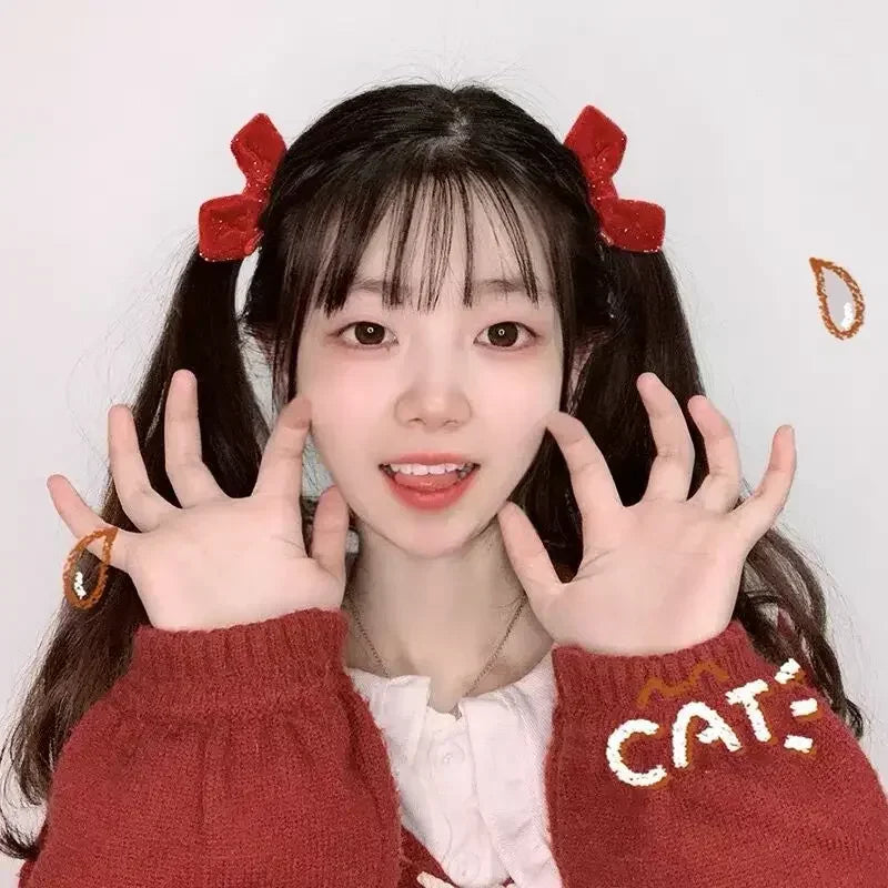 2pcs Velvet Bow Hair Clips Princess Sweet Bangs Side Hairpin Korean Fashion Duckclip Women Girls Hair Style Headwear Accessories Quake