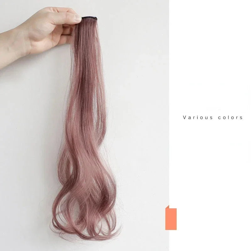 55cm Synthetic Hairclip in Curly Hair Extension Colored Curling Hairclip Hair Piece Invisible Hair Style Extension False Piece Quake Teng