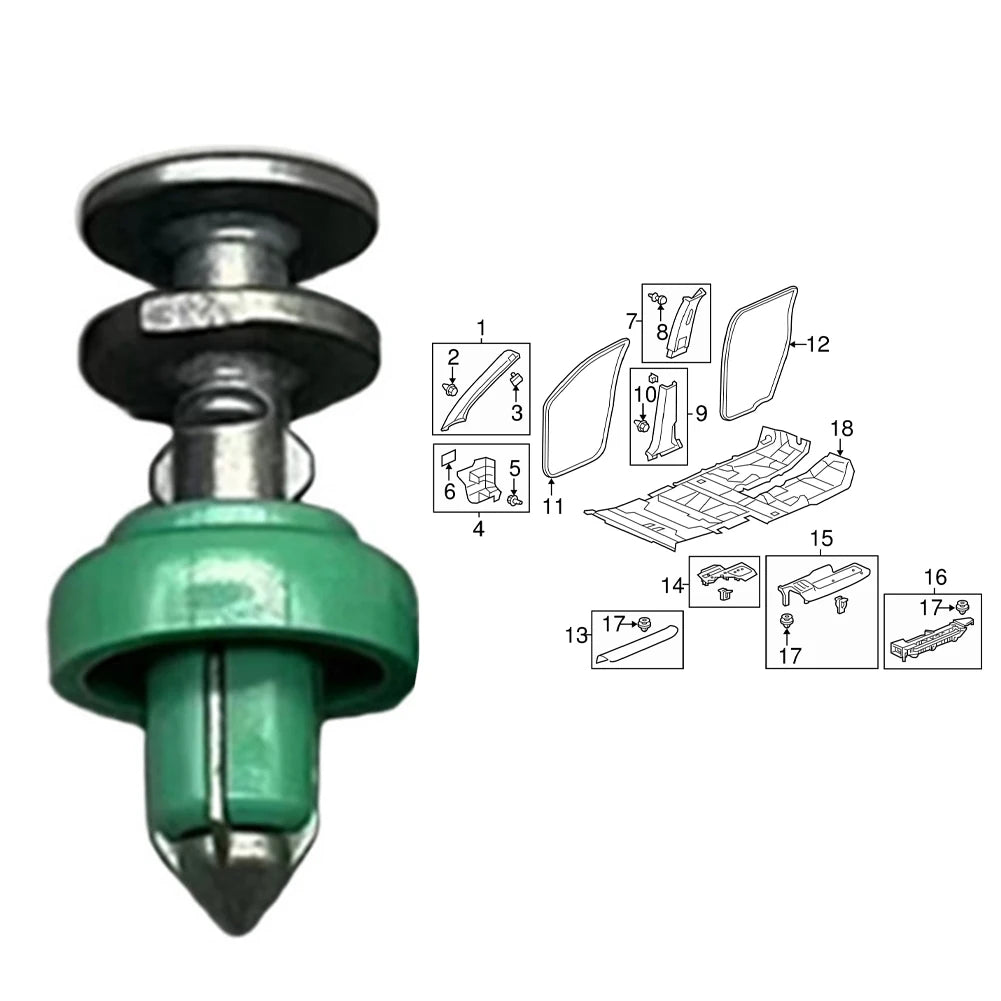 Windscreen Push Type Guard Ring Clip for Pillar Joystick Panel 91561-TA5-A11 Green Plastic For Honda Compatible Quake