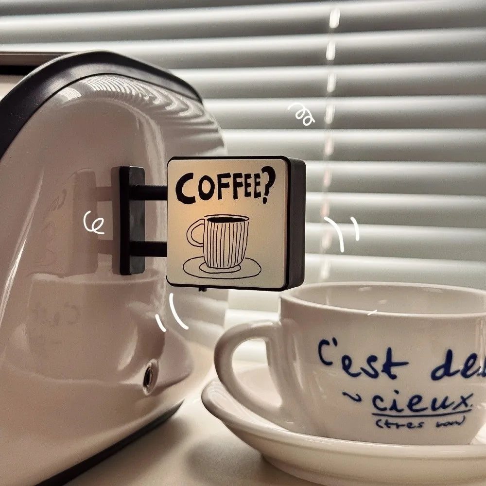 Coffee Corner Light Sign Fridge Magnet LED Magnetic Refrigerator Decoration Glowing Atmosphere Light Quake