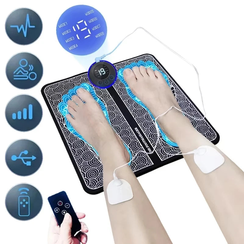 Foot Massager Stimulation Pad Electric Foot Massage With Remote 8 Mode 19 Levels of Strength Lightweight Relieve Foot Pressure Quake