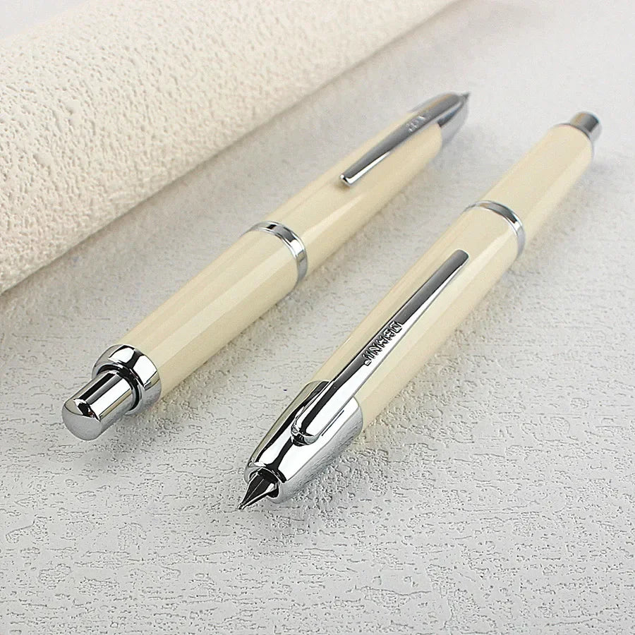 Smooth JINHAO 20 Press Fountain Pen Retractable EF F Nib Transparent Black Writing Ink Pen with Converter School Office Supplies Quake