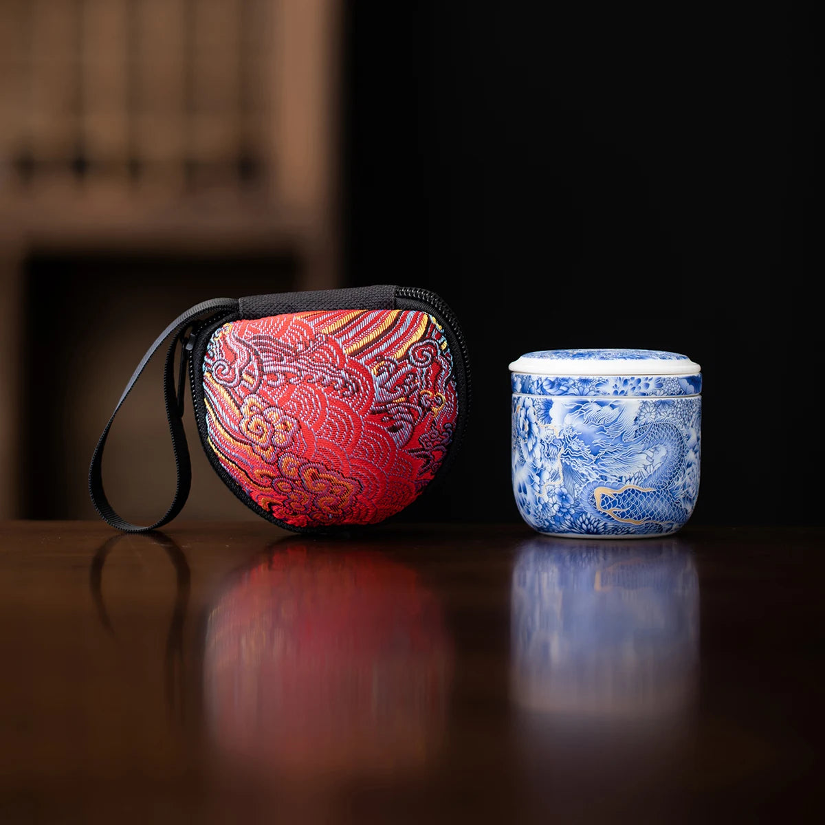 Mini Handmade Ceramic Teapot Single-Person Small Teapot with Storage Bag Portable Kung Fu Tea Set for Outdoor Camping Gift Quake B