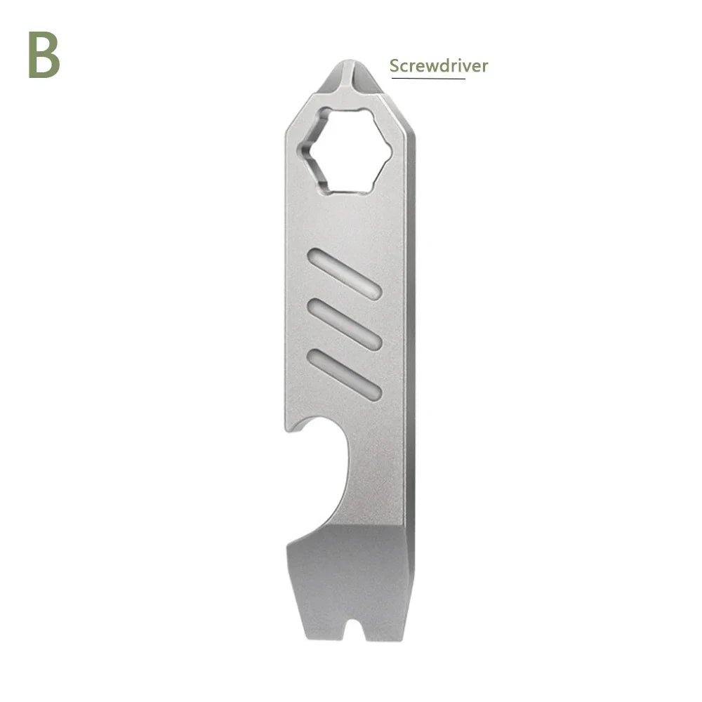 Mini TC4 Titanium Alloy Crowbar Bottle Opener Graduated Scale Hexagon Wrench EDC Outdoor Tools Multifunction Camping Gear Quake B-type pry bar