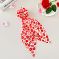 Chiffon Silk Floral Bow Hair Scrunchies Valentine's Day Women Hair Ropes Ties Elastic Rubber Bands Ponytail Holder Accessories Quake zc