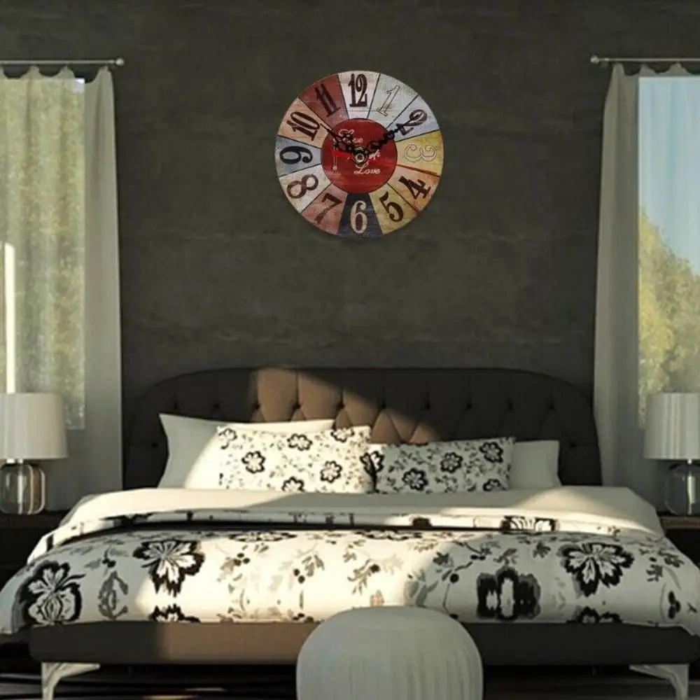 New Wooden MDF Clock Round Shape Home Decoration Wall Clock Covered by Paper Desk Clock Living Room Quake