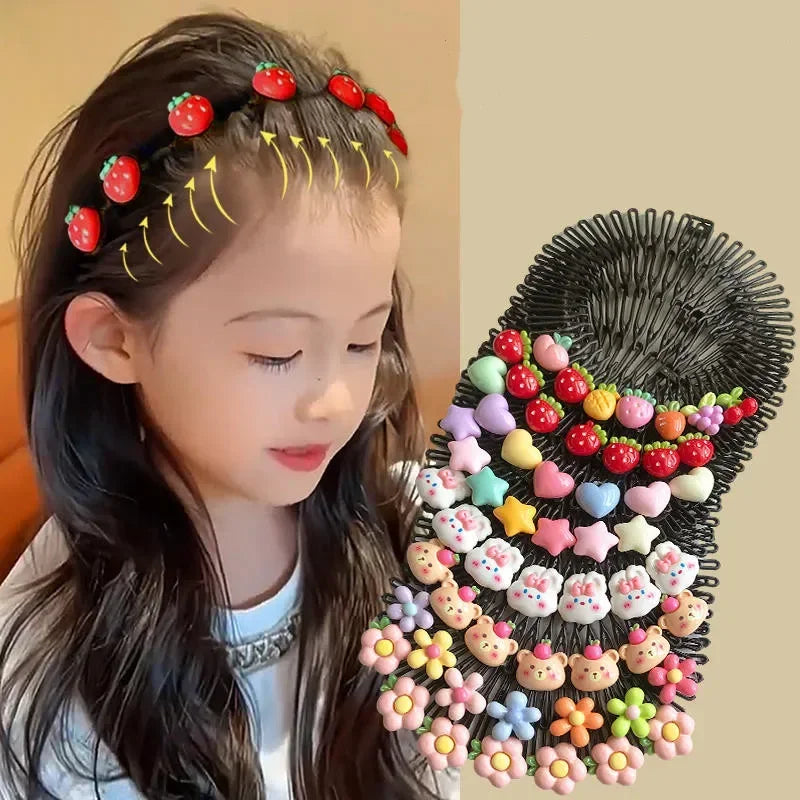 Children Y2k Star Colorful Broken Hair Comb Headband Hair Clip Bear Cute Headdress Sweet Princess Girls Elongated Hair Accessory Quake