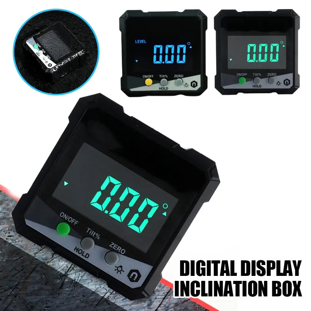 Green Backlit Digital Angle Finder Smart Level Box Magnetic Base Auto-Rotating Display Slope Meter for Woodworking Saw Quake