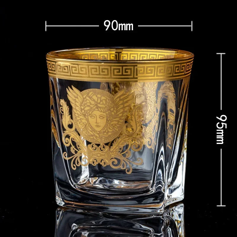 Creative Crystal Whiskey Glass Medusa Gold Portrait Glass Multi functional Beer Glass Bar Utensils Quake DD M