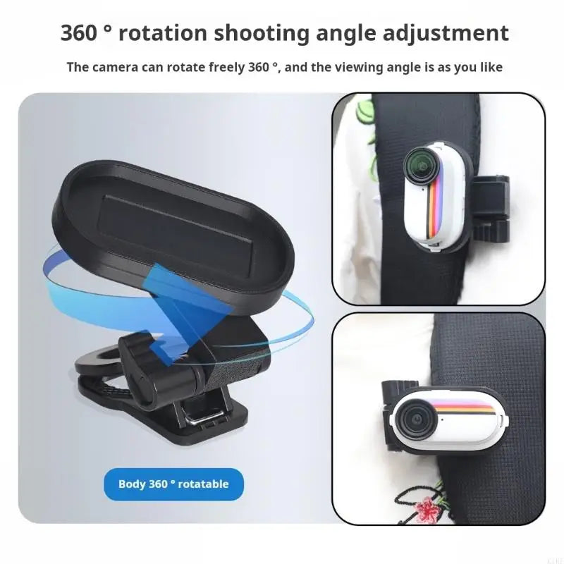 Backpack Clip Mount For 360 GO3S Action Camera 360 Rotation For Handsfree On Shoulder Straps Or Cap K1KF Quake
