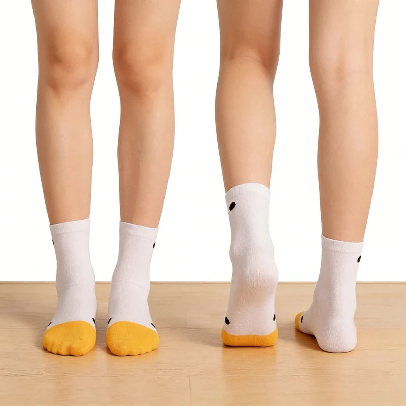 1 pair Fun Goose Duck Printed Fashion Women's Cartoon Animal Winter Warm Mid Tube Cotton Socks Sports Creative Leisure Quake