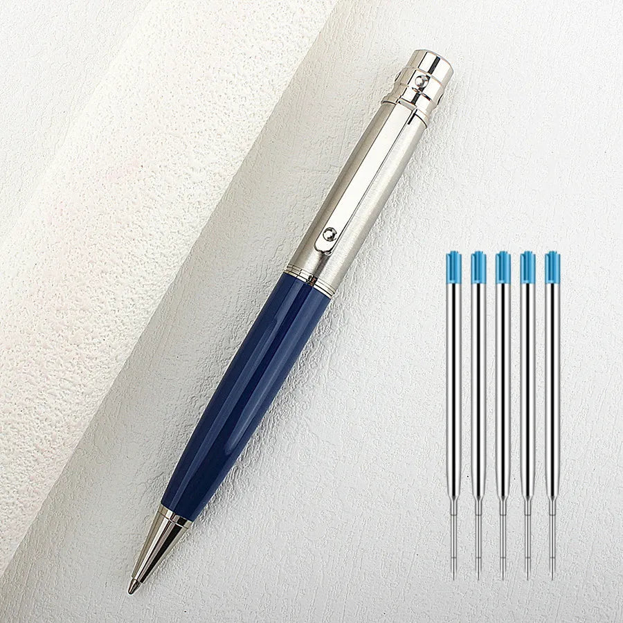 Elegant Vintage Rotating Metal Pen Smooth Blue Ink Writing High End Office Business Design with Pen Holder Quake 3010-8
