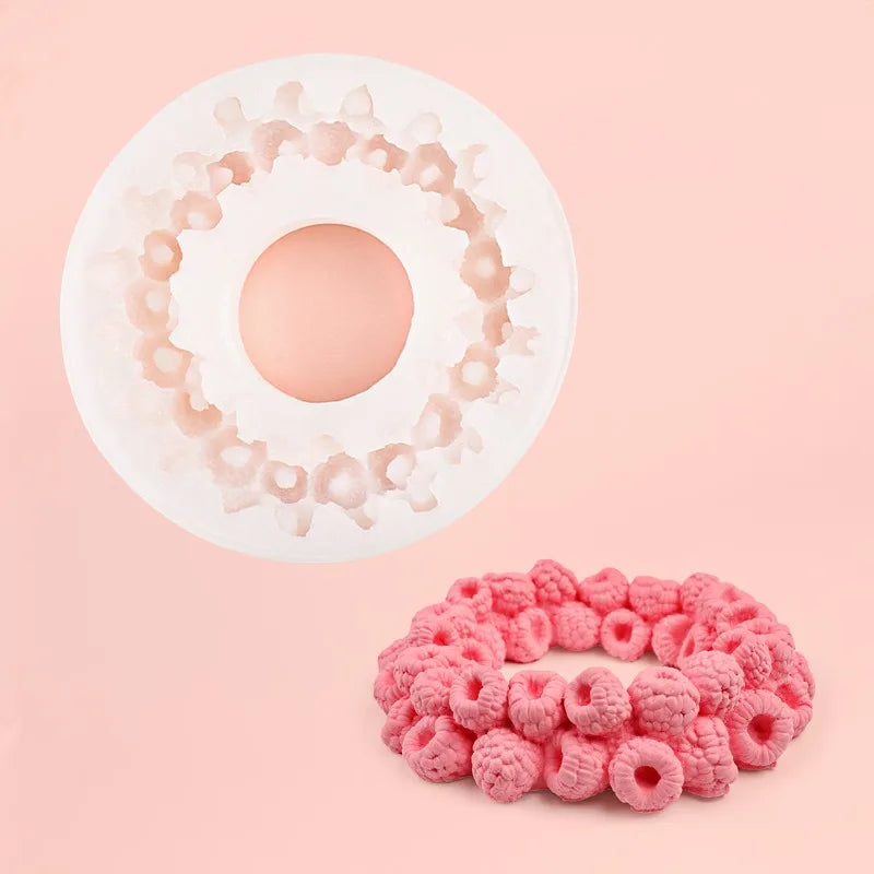 DIY Handmade Soap Raspberry Ring Silicone Mold Chocolate Mousse Cake Decoration Silicone Mold Quake