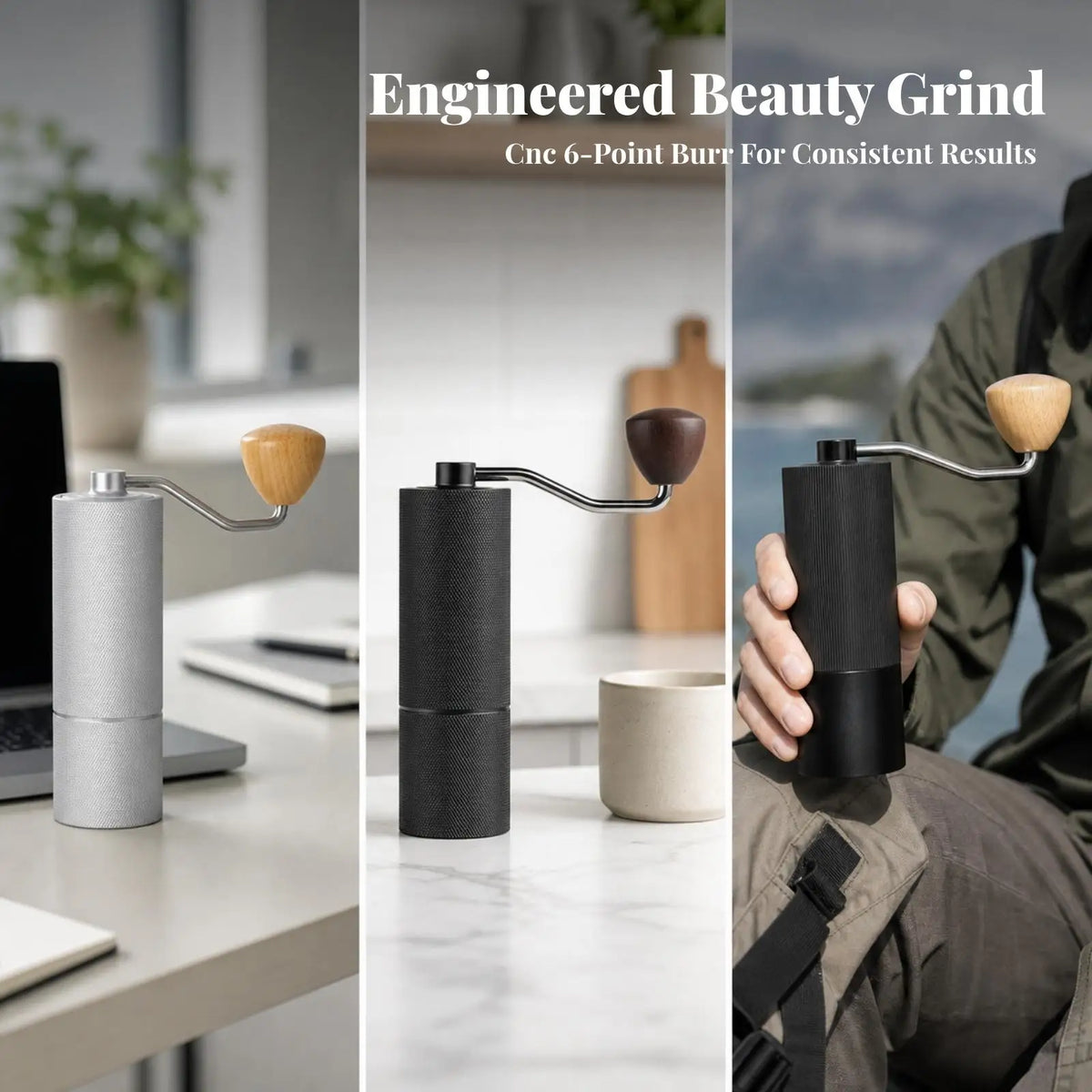 Manual Coffee Grinder Hand Crank Portable Mill for Travel Hiking Backpacking Fresh Coffee Making Quake
