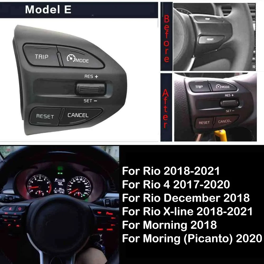 For Kia Rio 2018-2021 Moring Picanto X-line Car Steering Wheel Control Multifunctional Volume Button Cruise Control Key Switch Quake